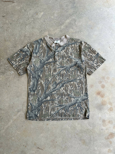 Vintage Mossy Oak Treestand Camo Henley (M/L)🇺🇸