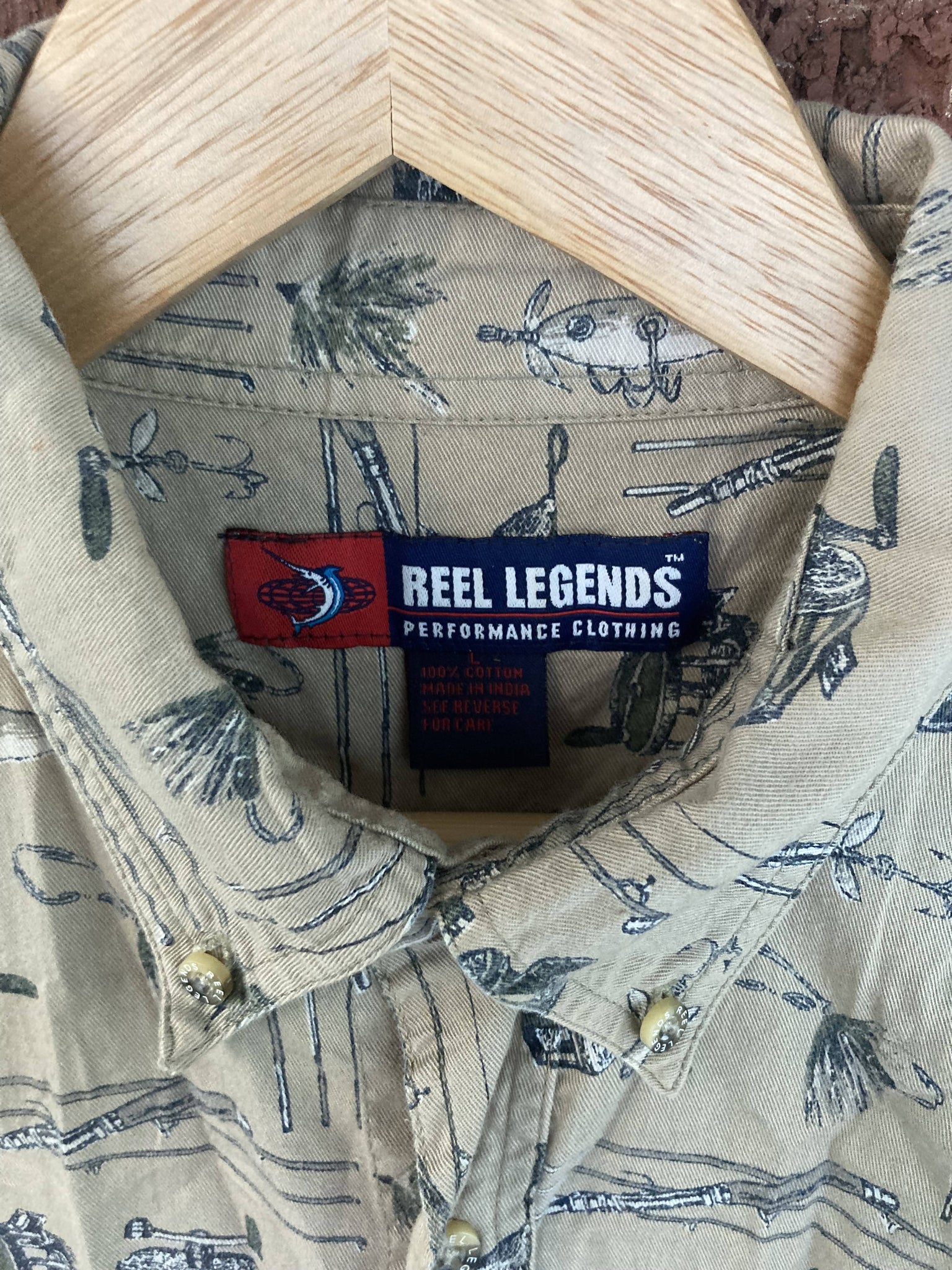 Reel Legends Fishing Short Sleeve Shirt Size Large