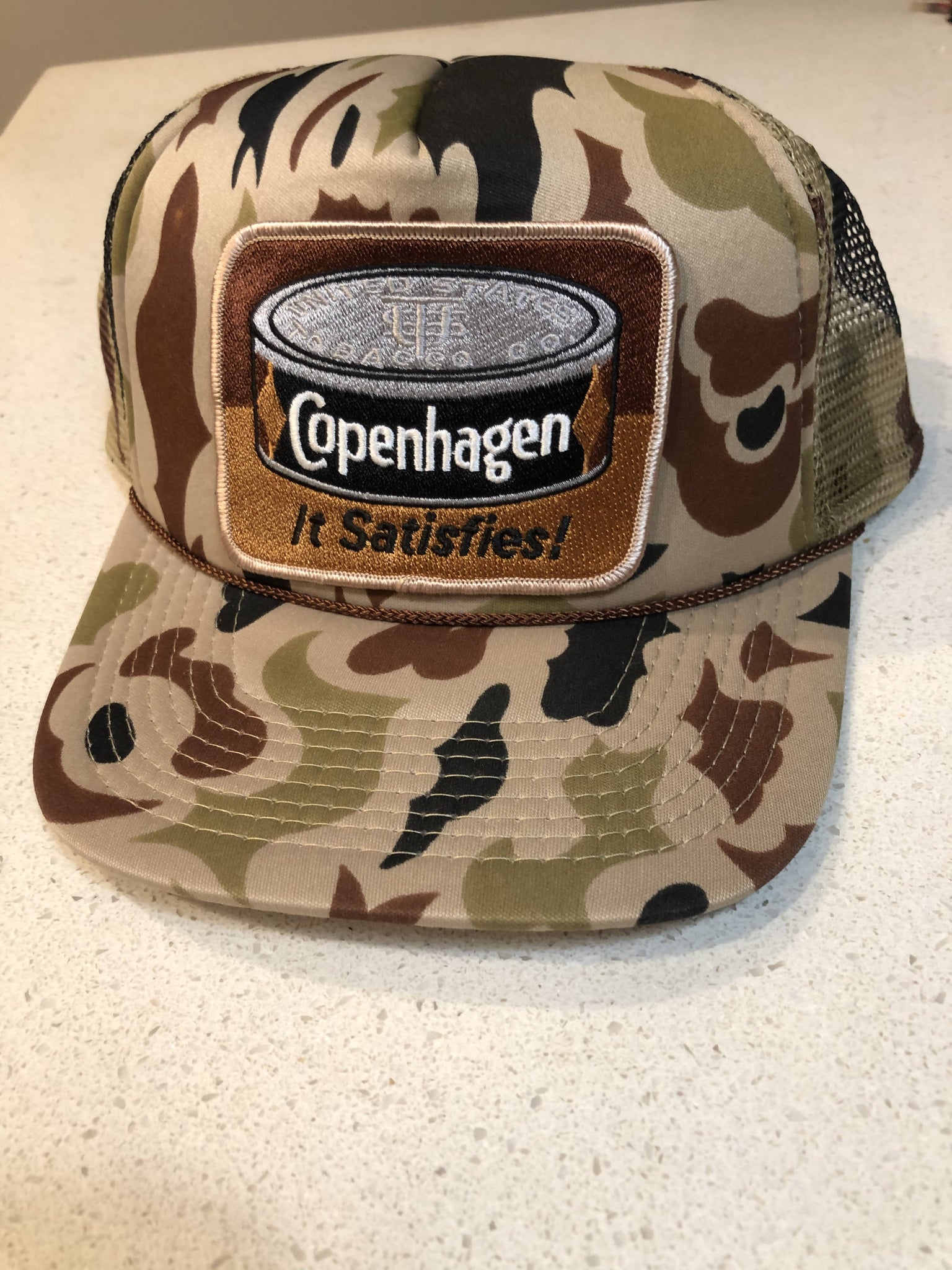 copenhagen tobacco hat Chew American Heritage Style Patch Trucker Cap Snuff Dip box it up with care Copenhagen it Satisfies Trucker Hat