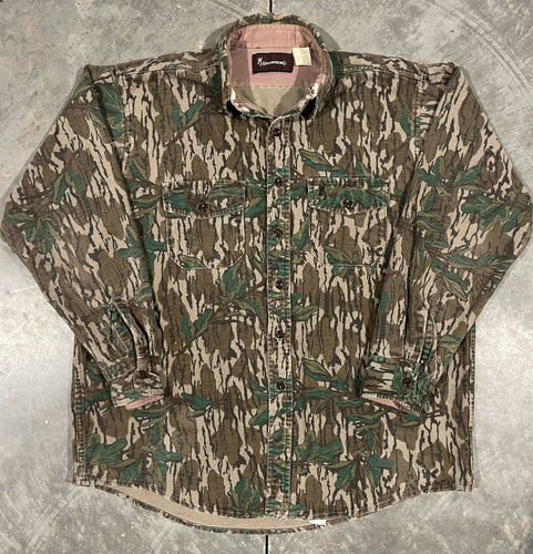 90’s Browning Mossy Oak Greenleaf Chamois Button Down (XL)