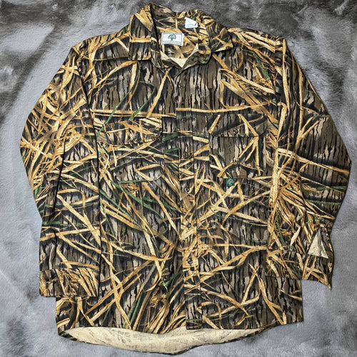 Mossy Oak Shadow Grass Long Sleeve Button Up Large