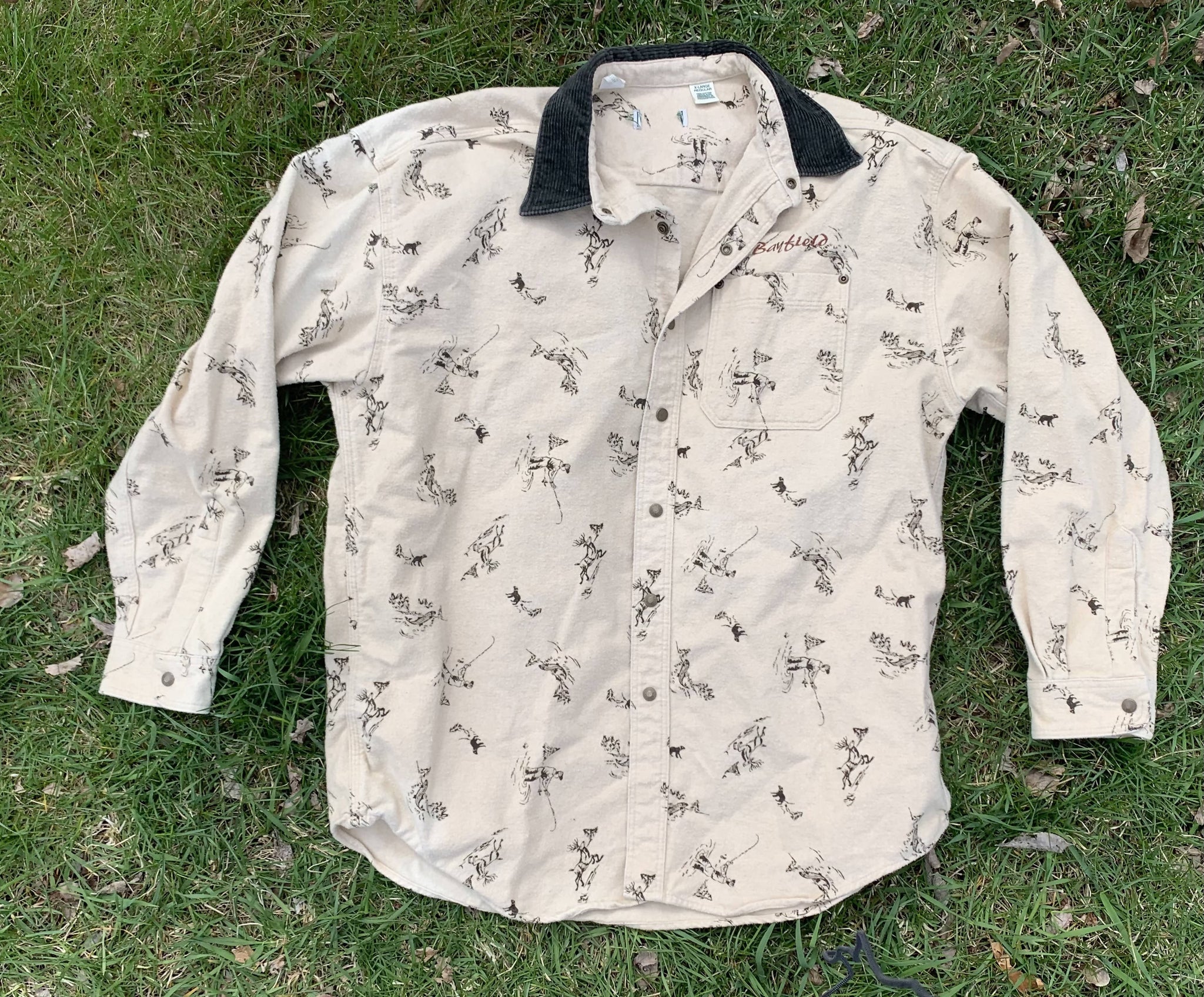 L.L.Bean Bayfield Snap Button Down Flannel Shirt Corduroy Collar - XL –  Camoretro