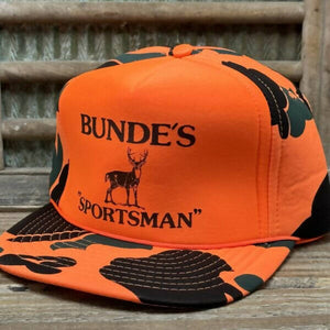 Bunde's "Sportsman" Buck Blaze Orange Camo Rope Hat