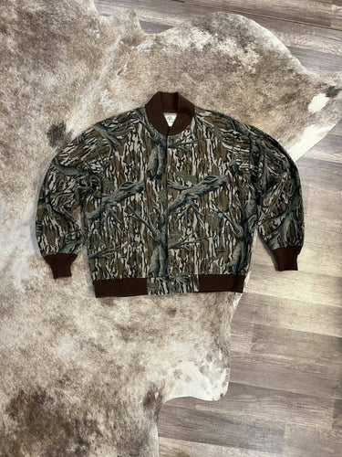 Vintage Mossy Oak Treestand Chamois Bomber Size L