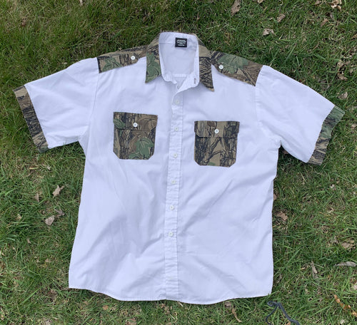 Vintage Outdoor Sportswear Trebark Camo Button Down Short Sleeve Shirt - XL -USA