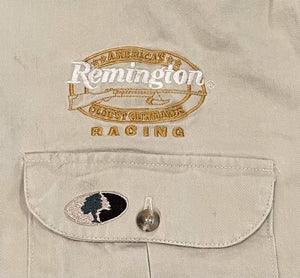 Vintage NASCAR REMINGTON RACING Polaris / Stren Team Crew Shop Shirt MEDIUM