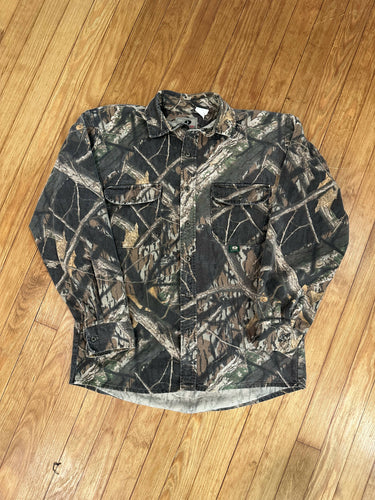 00’s Vintage Mossy Oak Shadow Branch Chamois Button Up (M)🇺🇸