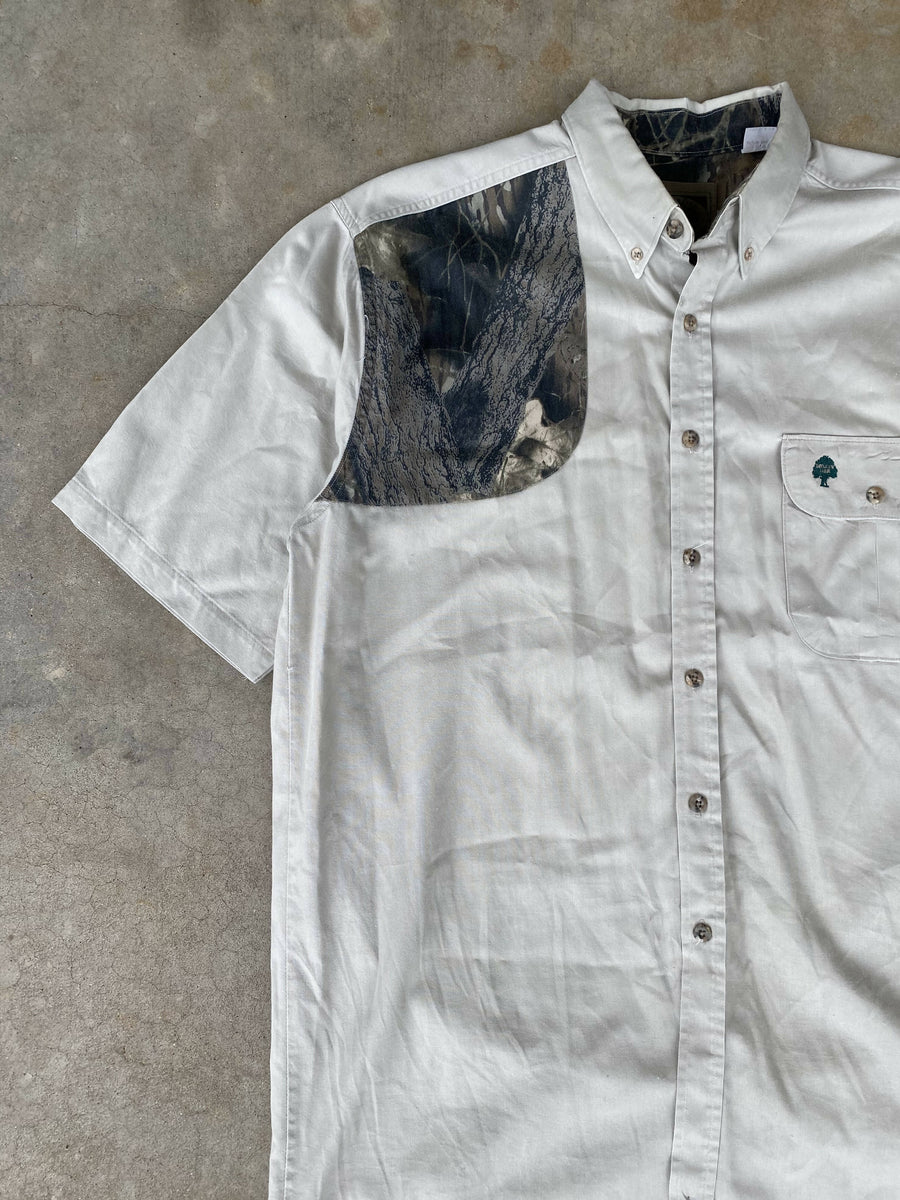 Chemise Vintage Mossy Oak Companions Années 90 - Taille XXL - Gris Denim Avec Broderie