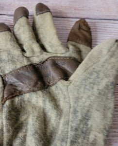 Vintage Boss Morris Feel Camo Wool Shooting Hunting Gloves Sz Xl Nylon Leather