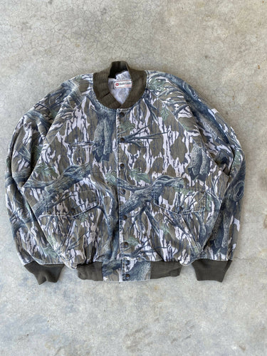 Vintage Masterguide by Simmons Treestand Camo Bomber Jacket (L/XL) 🇺🇸