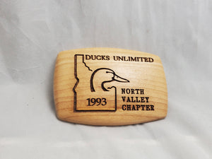 Ducks Unlimited Wooden Belt Buckle 1993