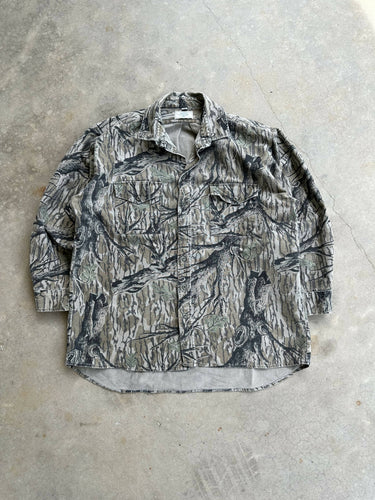 Vintage Mossy Oak Treestand Chamois Button Up Shirt (XL) 🇺🇸