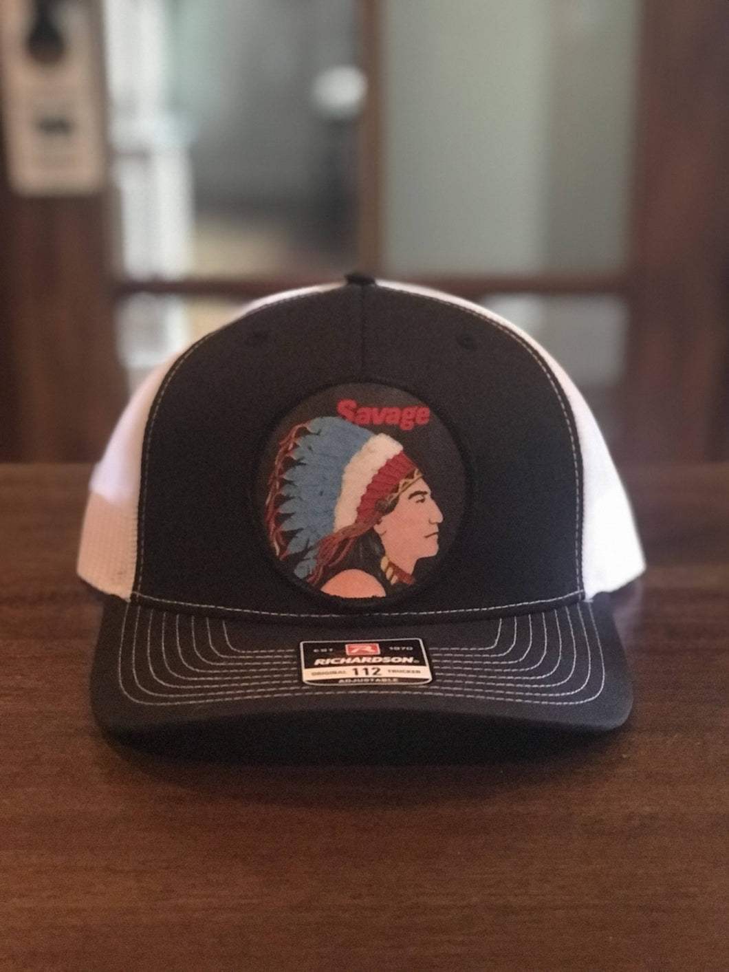 Savage Arms Patch on a Richardson 112 Trucker Snapback Hat! Custom Item! Nice!