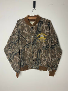 Vintage Mossy Oak Treestand Camo Bomber Jacket