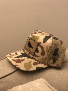 Old School Camo Hat with Turkey Patch