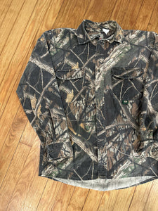 00’s Vintage Mossy Oak Shadow Branch Chamois Button Up (M)🇺🇸