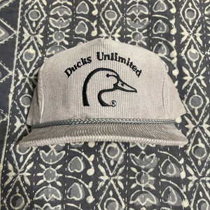 *Rare Retro Grey Corduroy Ducks Unlimited SnapBack Hat