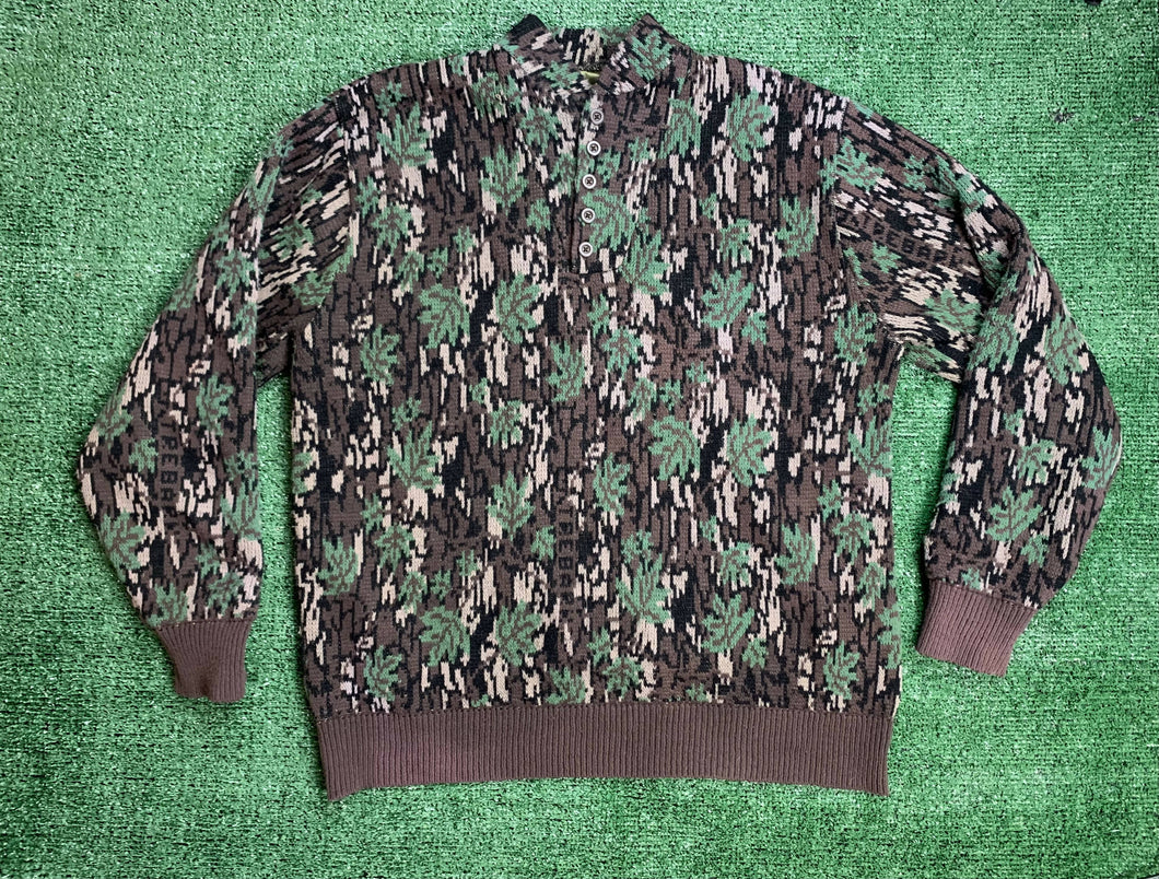 Trebark Camo Knit Pull Over Satin Lined Sweater (XL) 🇺🇸