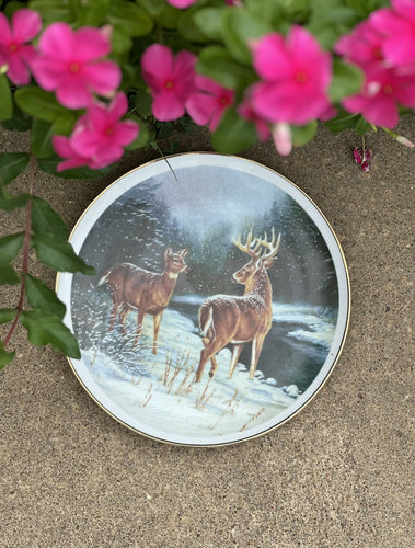 Snowy Scene Deer Plate