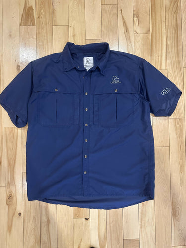 Ducks Unlimited Blue Short Sleeve Button Down Shirt Large
