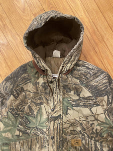Vintage Duxbak Realtree Camo Insulated Hooded Bomber Jacket (L/XL)