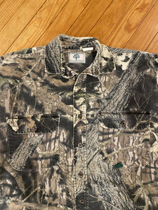 Vintage Mossy Oak Break Up Camo Chamois Button Up (M)