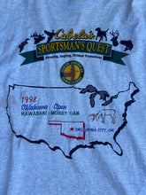 Load image into Gallery viewer, 1998 Cabela’s Sportsman’s Quest North American Bowhunters Oklahoma Open by Kawasaki and Mossy Oak Shirt (XL)