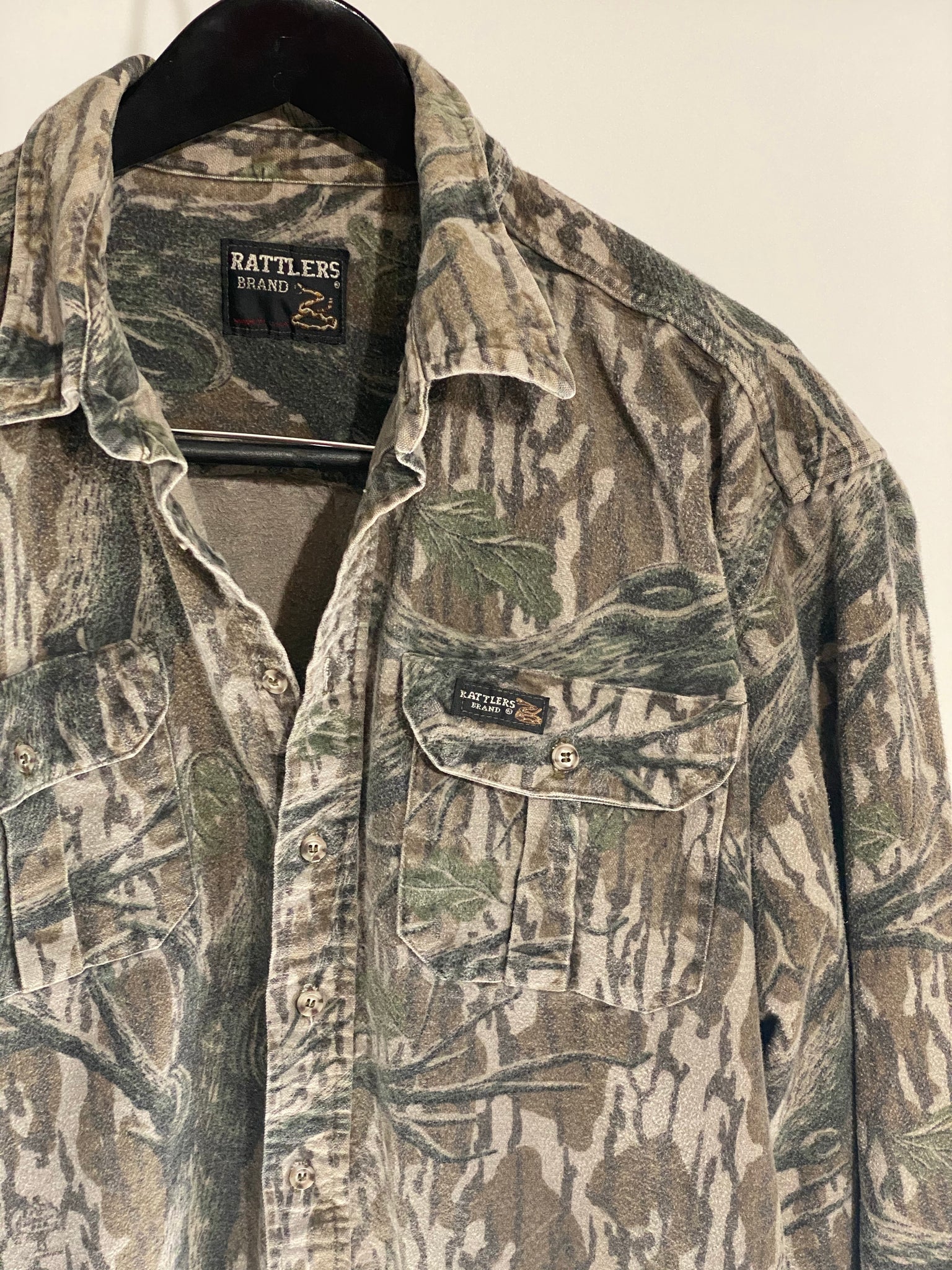 Vintage Realtree Camo Rattlers Brand - Heavy Chamois Hunting Shirt Sz Large  USA - Granith