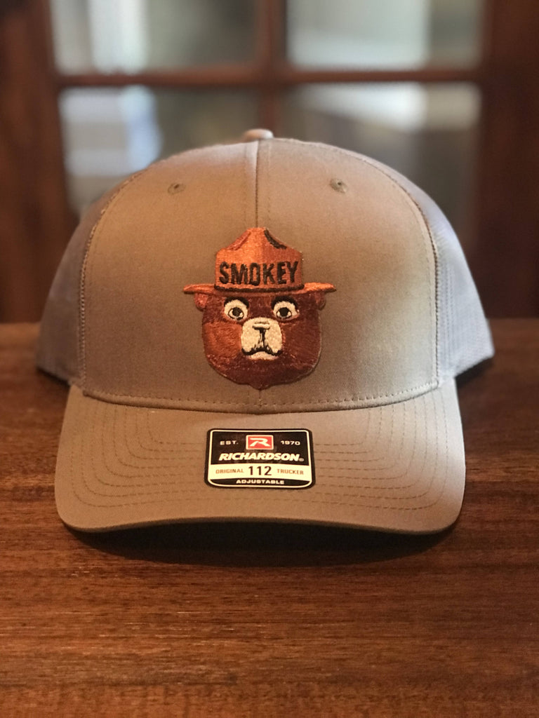 Retro Smokey Bear Richardson 112 Trucker Cap Hat Snapback Loden & Black Hiking Smokey Bear Trucker Hat | Classic Roots Apparel - Various  main image 2