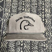 Load image into Gallery viewer, *Rare Retro Grey Corduroy Ducks Unlimited SnapBack Hat