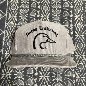 *Rare Retro Grey Corduroy Ducks Unlimited SnapBack Hat