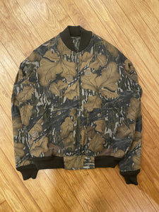 Vintage Mossy Oak Reversible Treestand/Fall Foliage Camo Bomber Jacket (L/XL)