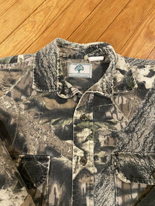 Vintage Mossy Oak Break Up Camo Chamois Button Up (M)