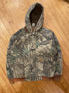 Vintage Duxbak Realtree Camo Insulated Hooded Bomber Jacket (L/XL)