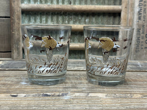 Vintage Geese Barware Rocks / Old Fashioned / Cocktail Glasses Set of 2