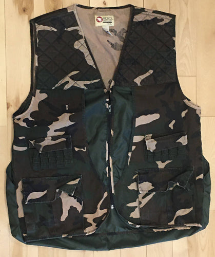 Vintage Sports Afield Camo Shooting Vest with Game Pouch - Large