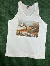 Load image into Gallery viewer, Vintage 1998 Wild Wings Winter Cabin Pheasants Scene Tank Top Size Large