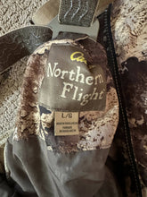 Load image into Gallery viewer, Cabela&#39;s Northern Flight Marsh Camo Bibs (L)