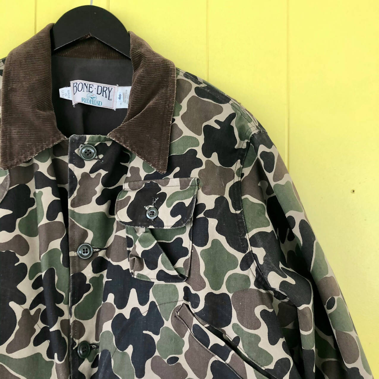 Vintage Red Head Bone Dry made in USA duck camo hunting jacket size XL