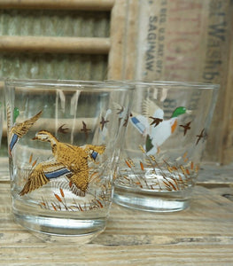 Vintage Mallard Duck Rocks / Old Fashioned / Cocktail Glasses Set of 2