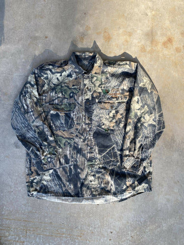 Vintage Plum Creek Huttig Break Up Camo Button Up (XL)🇺🇸